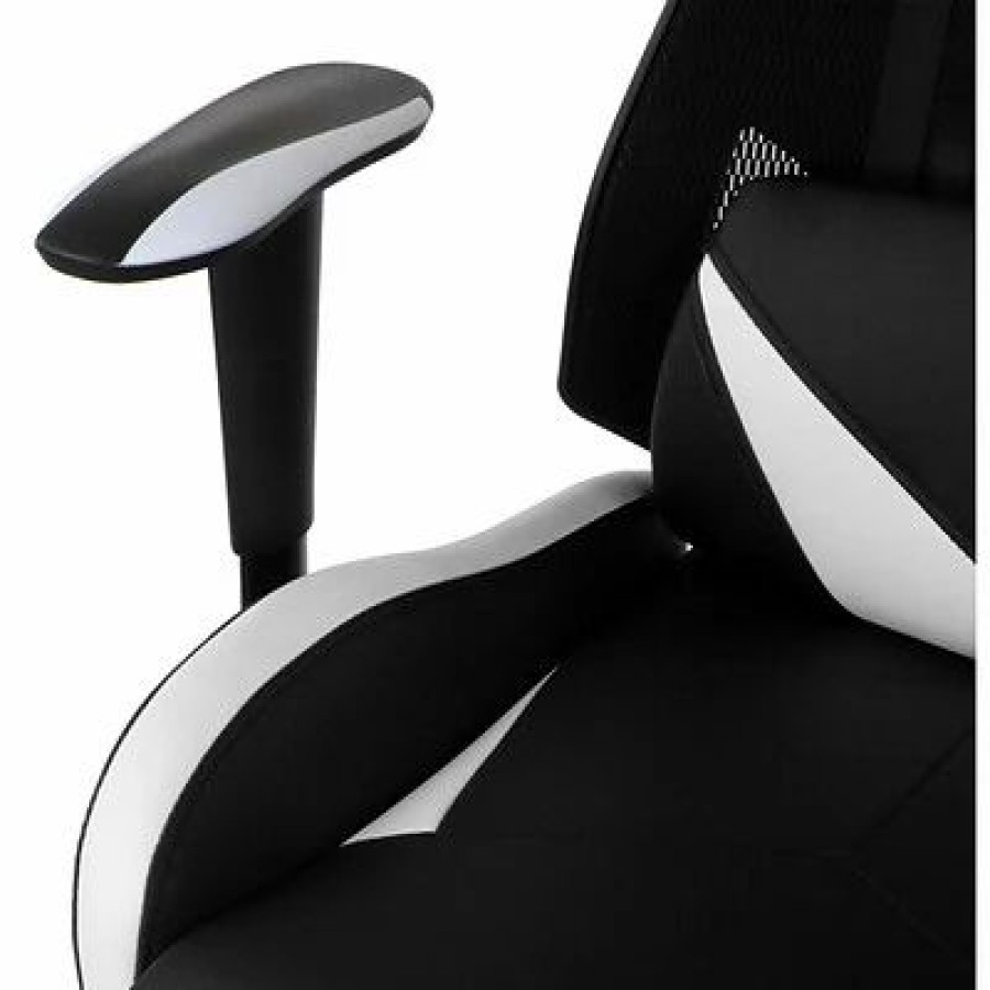 Chairs * | Gaming Chairs Hanover Commando Fabric Ergonomic High-Back Gaming Adjustable Gas Lift Seating Gaming Chair, Black And White, Hgc0104