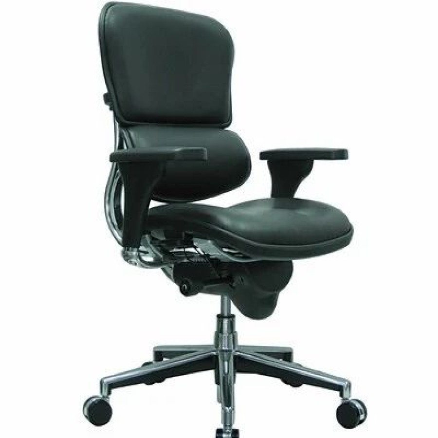 Chairs * | Task Chairs Raynor Eurotech Leather Mid Back Ergo Human Chair, Black