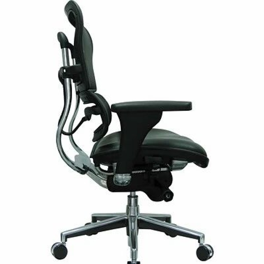 Chairs * | Task Chairs Raynor Eurotech Mesh/Leather Mid Back Ergo Human Chair, Black