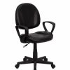 Chairs * | Task Chairs Flash Furniture Mid Back Leather Ergonomic Task Chair With Arms, Black (Bt688Bka)