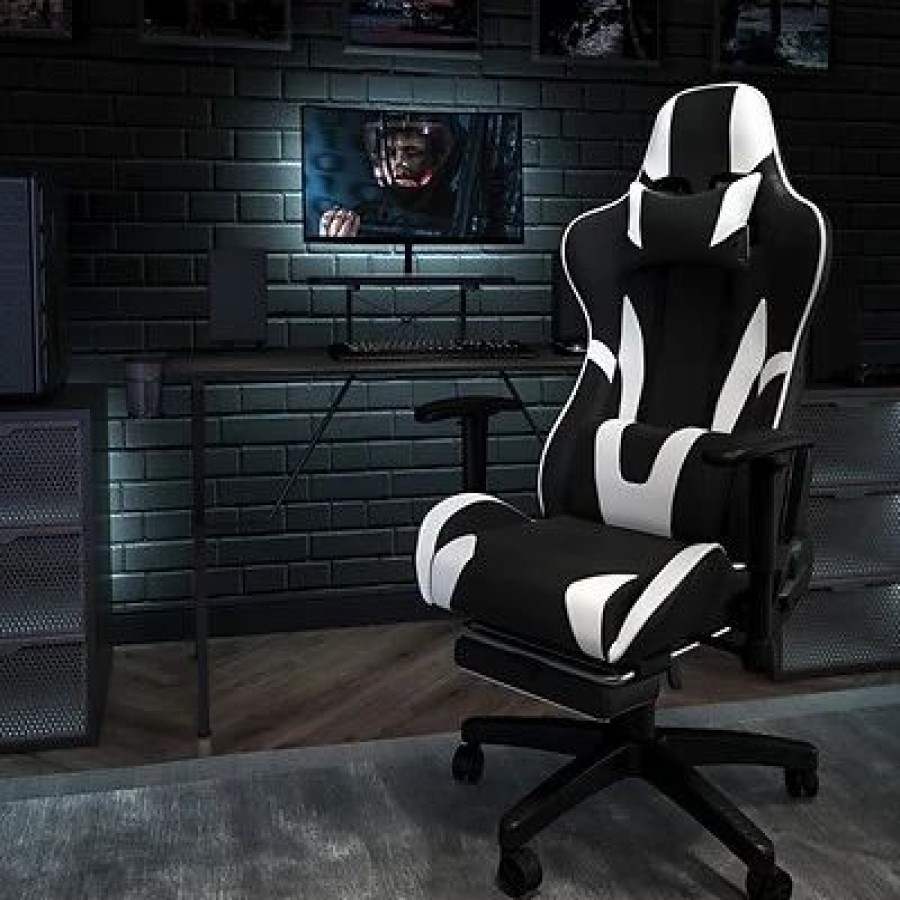 Chairs * | Executive/Managerial Chairs Flash Furniture X30 Ergonomic Leathersoft Swivel Gaming Chair, Black (Ch187230Bk)