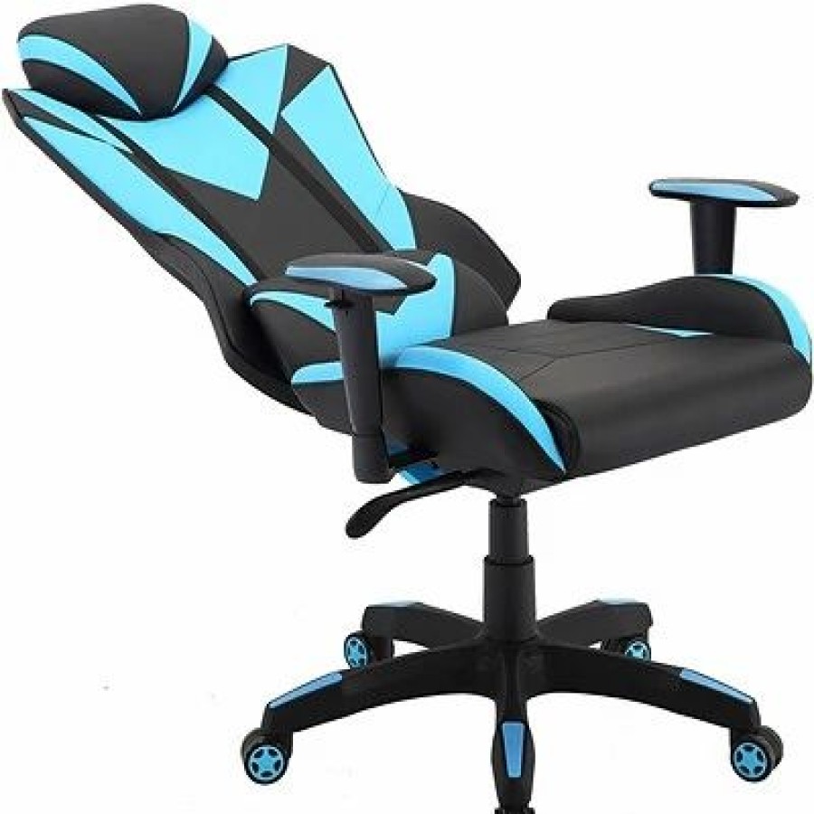 Chairs * | Gaming Chairs Hanover Commando Fabric Ergonomic High-Back Adjustable Gas Lift Seating Gaming Chair, Black And Electric Blue, Hgc0103