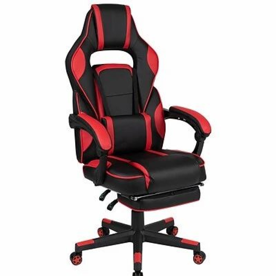 Chairs * | Executive/Managerial Chairs Flash Furniture X40 Ergonomic Leathersoft Swivel Gaming Chair, Red (Ch00288Red)